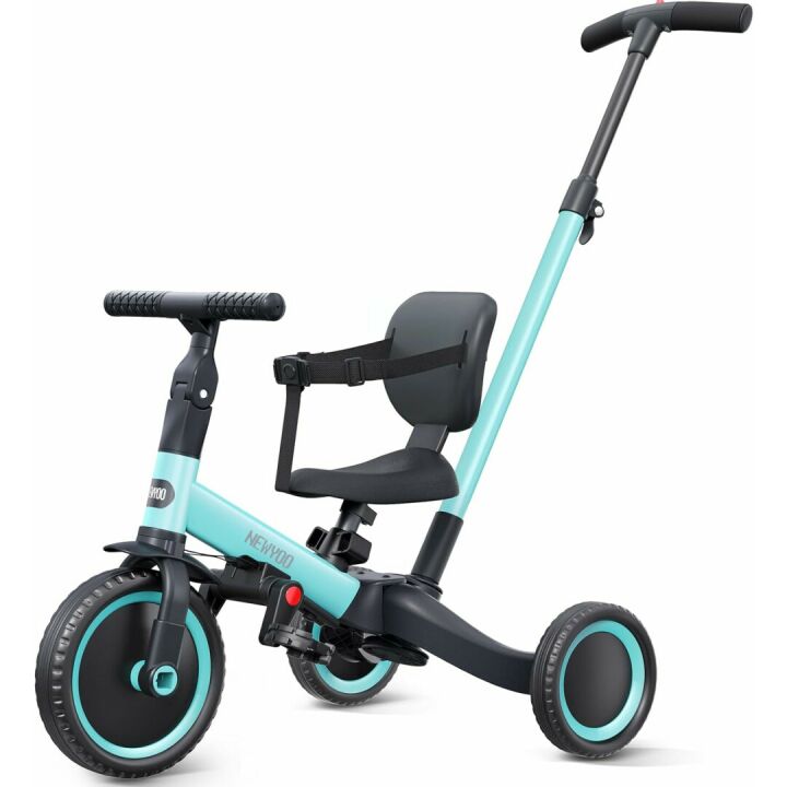 newyoo Tricycles for 1-3 Year Olds, Toddler Bike, for Boys and Girls, Toddler Tricycle with Parent Push Handle, Trike with Backrest & Safety Belt, Blue, TR007