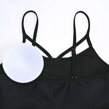 GINKANA Maternity Bikini Set Flounce Ruffle Maternity Swimsuits High Waisted 2 Piece Swimsuits Pregnancy Bathing Suit,Black,L