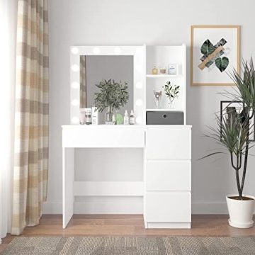 Vabches Makeup Vanity with LED Lights and Storage