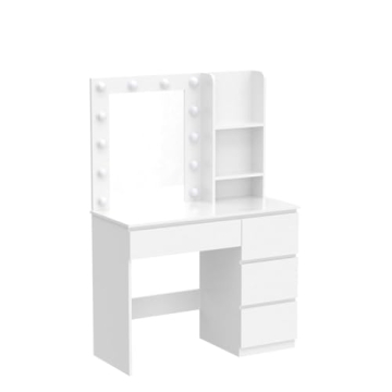 Vabches Makeup Vanity with LED Lights and Storage