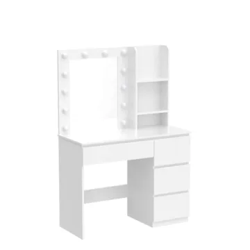 Vabches Makeup Vanity with LED Lights and Storage