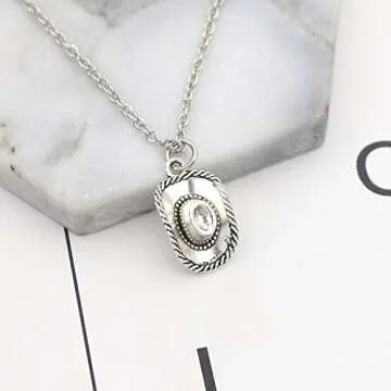 xuanhang 925 Sterling Silver Plated Cowboy Hat 3D Cap Charm Pendant Necklace