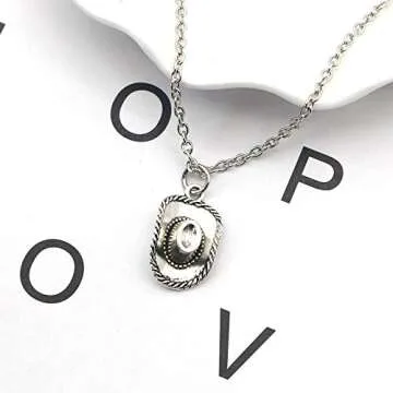 xuanhang 925 Sterling Silver Plated Cowboy Hat 3D Cap Charm Pendant Necklace