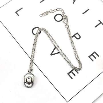 xuanhang 925 Sterling Silver Plated Cowboy Hat 3D Cap Charm Pendant Necklace