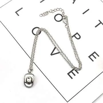 xuanhang 925 Sterling Silver Plated Cowboy Hat 3D Cap Charm Pendant Necklace