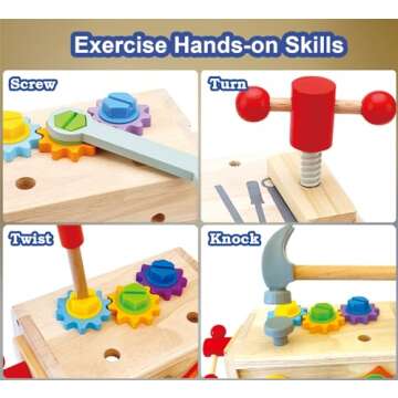 LMRLWPTF Wooden Tool Toys for Kids 3 4 5 Year Old Boys Girls, STEM Toys for Toddler, Educational Montessori Fine Motor Skills Toys for 3 4 5 Year Old, Learning Birthday Gifts for Boys Girls Age 3-5