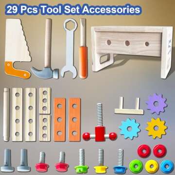 LMRLWPTF Wooden Tool Toys for Kids 3 4 5 Year Old Boys Girls, STEM Toys for Toddler, Educational Montessori Fine Motor Skills Toys for 3 4 5 Year Old, Learning Birthday Gifts for Boys Girls Age 3-5