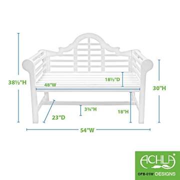 Achla Designs OFB-01W Lutyens Indoor/Outdoor Garden Bench, White, 4 ft