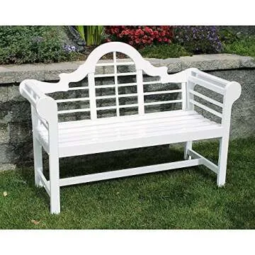 Achla Designs OFB-01W Lutyens Indoor/Outdoor Garden Bench, White, 4 ft
