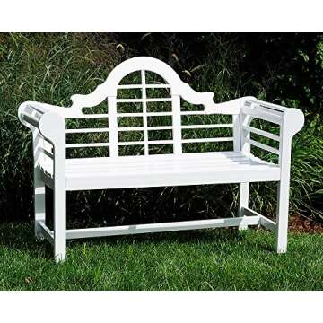 Achla Designs OFB-01W Lutyens Indoor/Outdoor Garden Bench, White, 4 ft