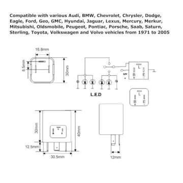 iJDMTOY 3-Pin CF-13 Electronic Flasher Relay for LED Lights