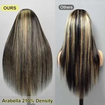 Arabella Highlight Lace Front Wig Human Hair 13x4 Ombre Lace Front Wig Human Hair 210% Density Real Pre Bleached Knots HD Lace Frontal Wig Lace Front Wigs Human Hair (20inch, 13x4 Balayage FB27)