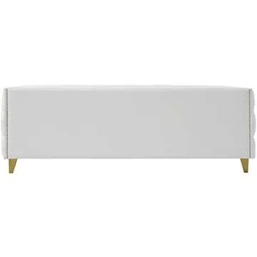 Meridian Modern White Vegan Leather Sofa with Gold Accents