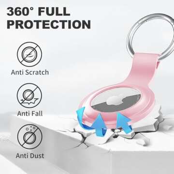 【2 Pack】 Linsaner Compatible with AirTag Case Keychain Air Tag Holder Silicone AirTags Key Ring Cases Tags Chain Apple AirTag GPS Item Finders Accessories，Pink+Purple