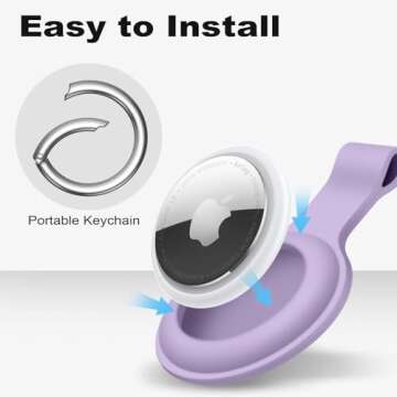 【2 Pack】 Linsaner Compatible with AirTag Case Keychain Air Tag Holder Silicone AirTags Key Ring Cases Tags Chain Apple AirTag GPS Item Finders Accessories，Pink+Purple