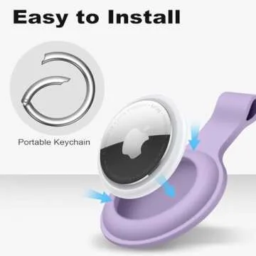 【2 Pack】 Linsaner Compatible with AirTag Case Keychain Air Tag Holder Silicone AirTags Key Ring Cases Tags Chain Apple AirTag GPS Item Finders Accessories，Pink+Purple