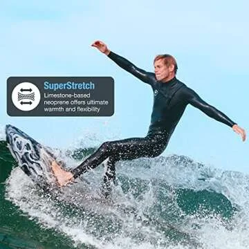 Ho Stevie! Men’s Surfing Wetsuit - Chest Zip Fullsuit - Warm Superstretch 3/2mm or 4/3mm Neoprene w/GBS Seams (Black 3/2mm, 3XL (Extra Extra Extra Large))