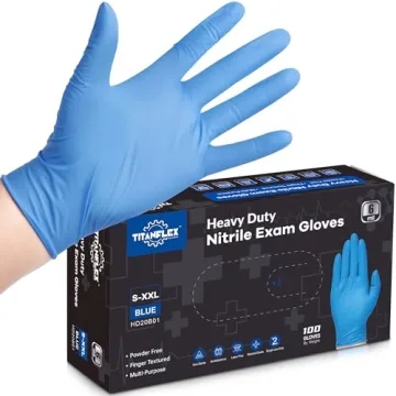 TitanFlex Blue Nitrile Exam Gloves XL - Heavy Duty, Box of 100