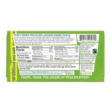 Tony's Chocolonely - 51% Dark Chocolate Bar with Almonds and Sea Salt - Belgium Chocolate, No Artifi...