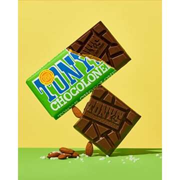 Tony's Chocolonely - 51% Dark Chocolate Bar with Almonds and Sea Salt - Belgium Chocolate, No Artificial Flavoring, Fairtrade & B Corp Certified - 6.35 Oz