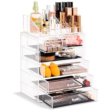 Sorbus Clear Cosmetic Makeup Organizer - Stylish and Spacious Storage Solution for Your Beauty Essen...