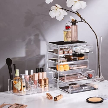 Sorbus Clear Cosmetic Makeup Organizer - Stylish and Spacious Storage Solution for Your Beauty Essentials