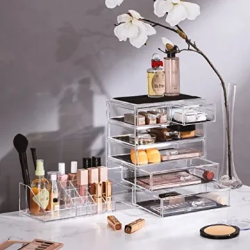 Sorbus Clear Cosmetic Makeup Organizer - Stylish and Spacious Storage Solution for Your Beauty Essentials