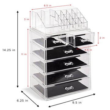 Sorbus Clear Cosmetic Makeup Organizer - Stylish and Spacious Storage Solution for Your Beauty Essentials