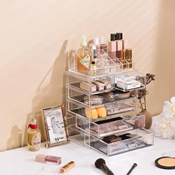 Sorbus Clear Cosmetic Makeup Organizer - Stylish and Spacious Storage Solution for Your Beauty Essentials