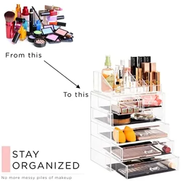 Sorbus Clear Cosmetic Makeup Organizer - Stylish and Spacious Storage Solution for Your Beauty Essentials