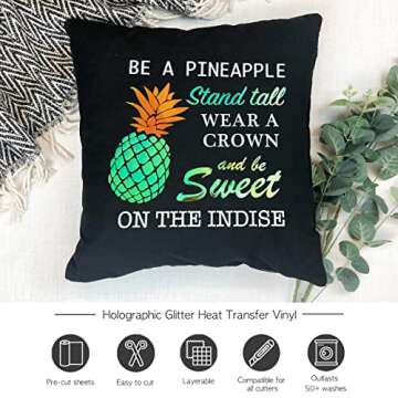 Stardustworkx Holographic Glitter Opal Iron on Vinyl Holographic Heat Transfer Vinyl Rainbow Vinyl Glitter HTV Metallic HTV Sheets Bling Bundle 4 Chameleon Iridescent 12" x 10" for Cricut Silhouette