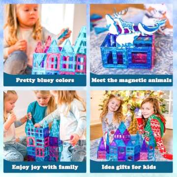 Magnetic Tiles Frozen Toys Arctic Animal Magnet Tiles Toddler Toys for Girls Ages 3-5 4-7 6-8 Pretend Play Magnetic Toys Building Blocks Kids Toys Gifts for 3+ Year Old STEM Learning and Fun