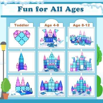 Magnetic Tiles Frozen Toys Arctic Animal Magnet Tiles Toddler Toys for Girls Ages 3-5 4-7 6-8 Pretend Play Magnetic Toys Building Blocks Kids Toys Gifts for 3+ Year Old STEM Learning and Fun