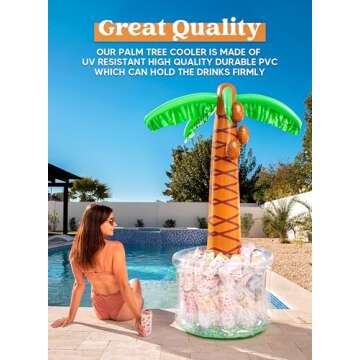 JOYIN 60" Inflatable Palm Tree Cooler, Beach Theme Party Decor, Pool Party Decorations, Luau Hawaiia...