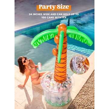JOYIN 60" Inflatable Palm Tree Cooler, Beach Theme Party Decor, Pool Party Decorations, Luau Hawaiian Birthday Party Supplies Ocean Jungle Tropical Themed Party Decoration Summer Outdoor Drink Cooler