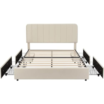 VECELO Full Size Upholstered Bed Frame with Storage
