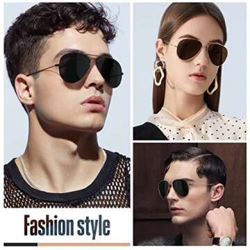 kunchu Classic Aviator Sunglasses for Men Womens Sunglasses Driving Polarized Sunglasses UV 400 Lens...