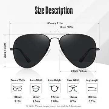 kunchu Classic Aviator Sunglasses for Men Womens Sunglasses Driving Polarized Sunglasses UV 400 Lens Protection