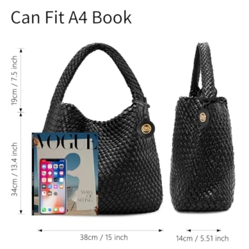 PS PETITE SIMONE Woven Tote Bag for Women Large Woven Purse Leather Handbags Braided Purse Weave Purse with Top Handle Hazel