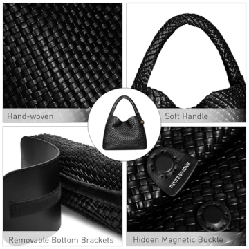 PS PETITE SIMONE Woven Tote Bag for Women Large Woven Purse Leather Handbags Braided Purse Weave Purse with Top Handle Hazel