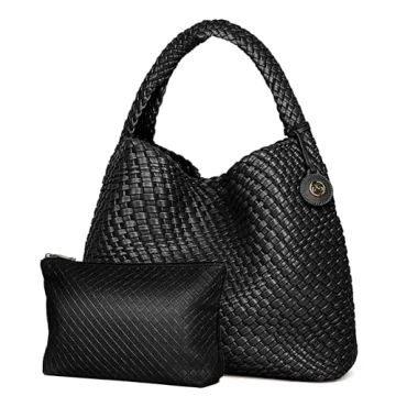 PS PETITE SIMONE Woven Tote Bag for Women Large Woven Purse Leather Handbags Braided Purse Weave Purse with Top Handle Hazel