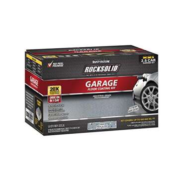 Rust-Oleum 293513 Rocksolid Polycuramine Garage Oil Floor Coating, 2.5 Car Kit, Gray, 180 Fl Oz (Pac...