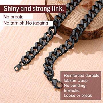 FindChic Thick Black Chain Necklace for Men 9MM Chunky Curb Link Chains for Men 24''