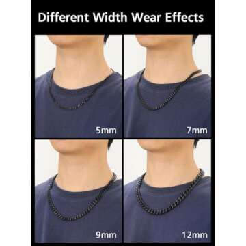 FindChic Thick Black Chain Necklace for Men 9MM Chunky Curb Link Chains for Men 24''