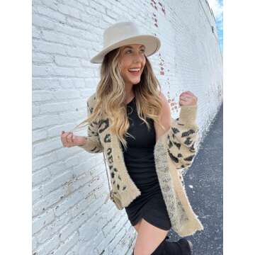 Lanzom Women Vintage Wide Brim Warm Wool Fedora Hat Belt Panama Hat Felt Jazz Hat (A-Camel, Medium)