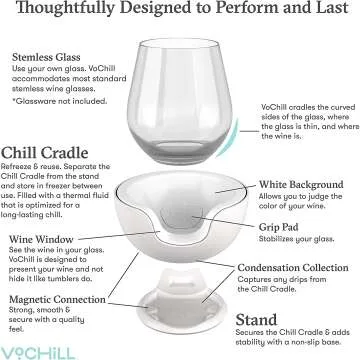 VoChill Stemless Wine Glass Chiller for Perfect Temperature