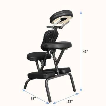 LEMY Portable Massage Chair, Folding Tattoo Chair with Face Cradle for Spa, Therapy, Beauty Salon, Black
