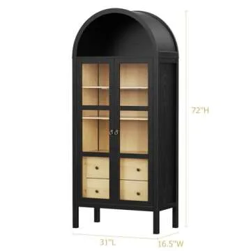 Stylish ROOMTEC Modern Farmhouse Arched Cabinet with Light