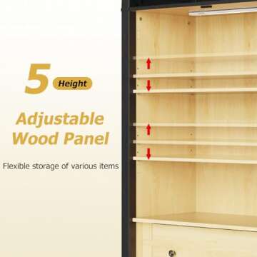 Stylish ROOMTEC Modern Farmhouse Arched Cabinet with Light