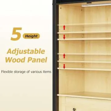 Stylish ROOMTEC Modern Farmhouse Arched Cabinet with Light